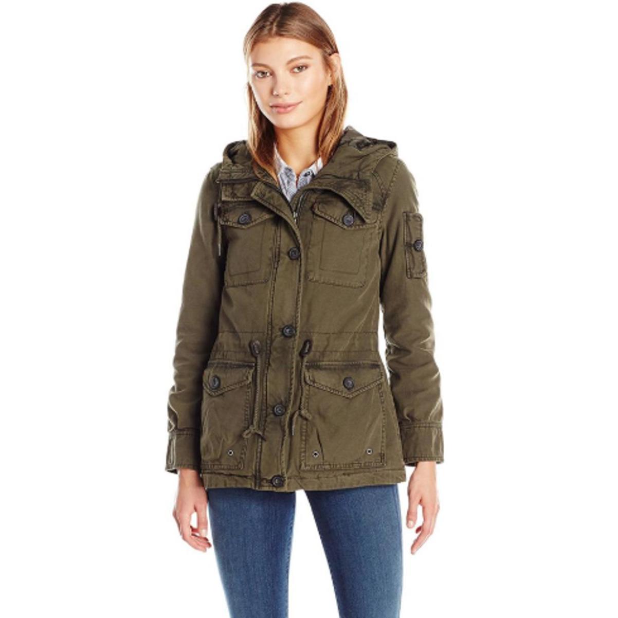 Levi's Hooded Olive Green Cotton Utility Anorak Jacket - Size - Small